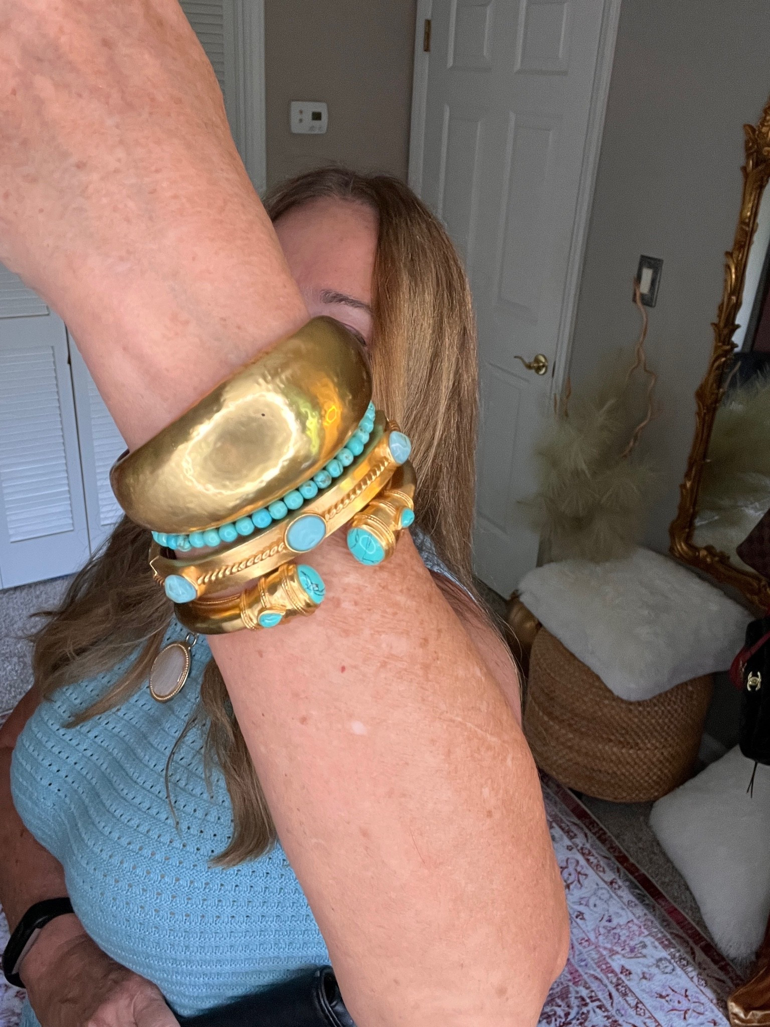 Gold and turq stack.

#LTKootd #LTKgrwm #LTKWorkwear