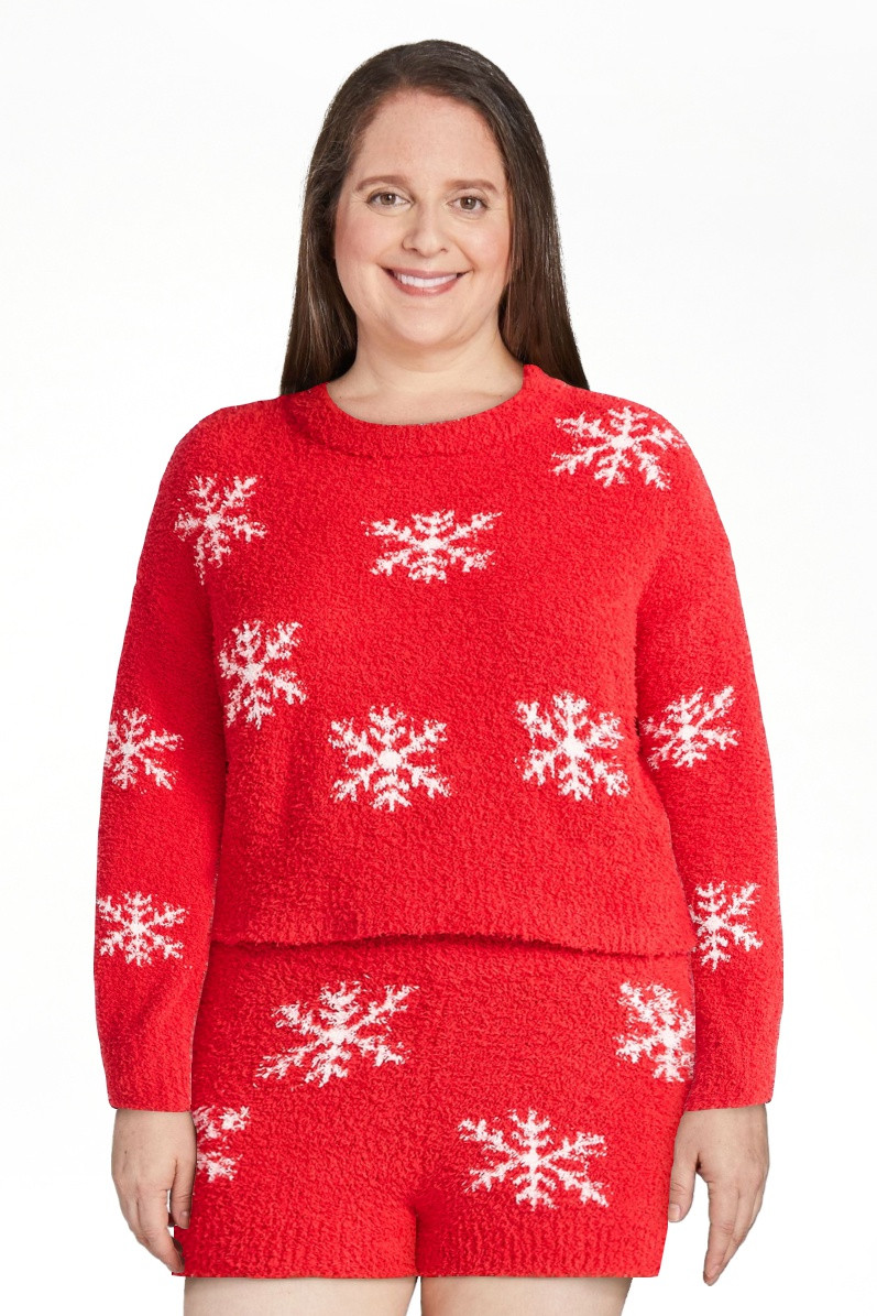 No Boundaries Christmas Plush Sweater and Shorts Set, 2-Piece, Women’s | Walmart (US)