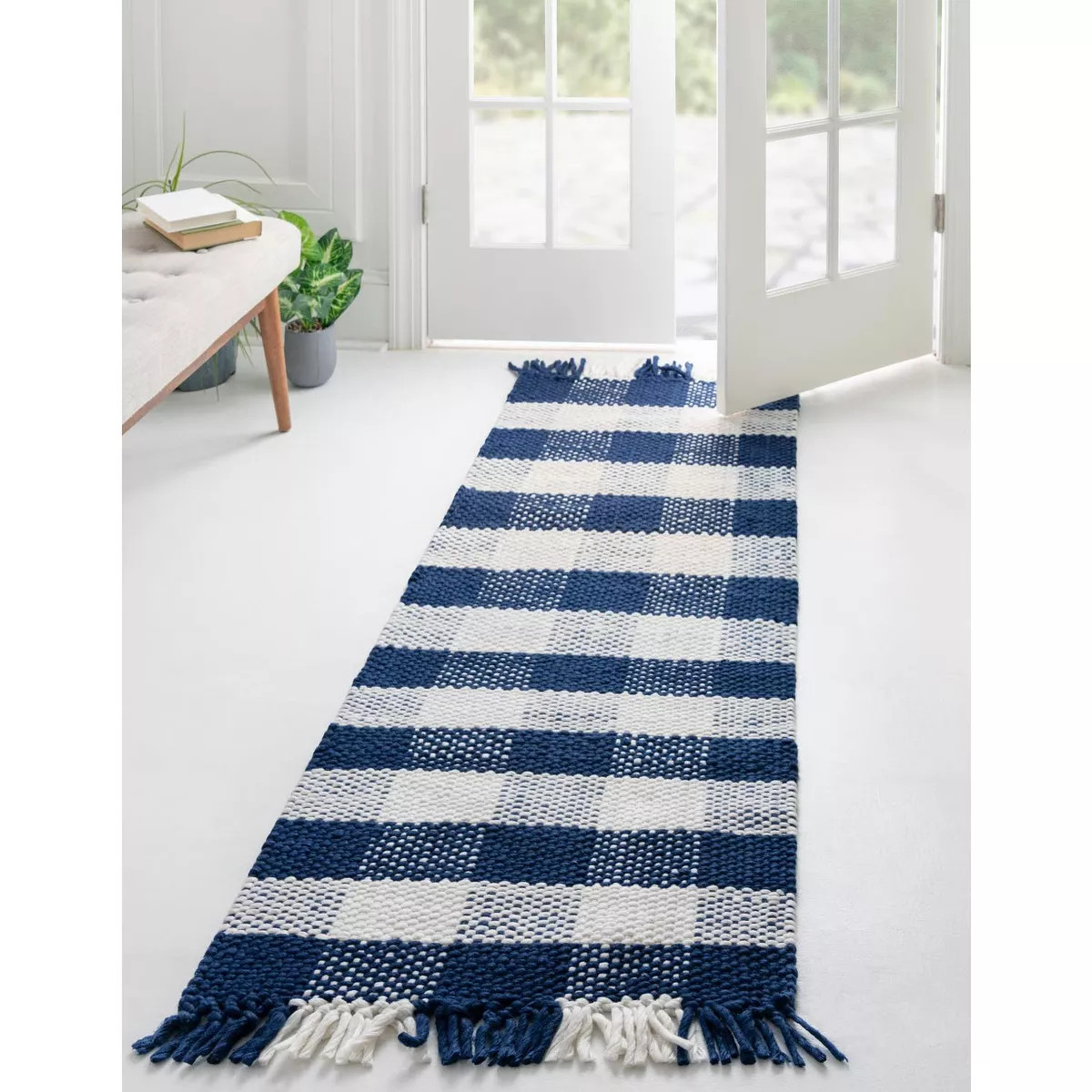 Unique Loom Eco Plaid Indoor Outdoor Washable Area Rug | Target