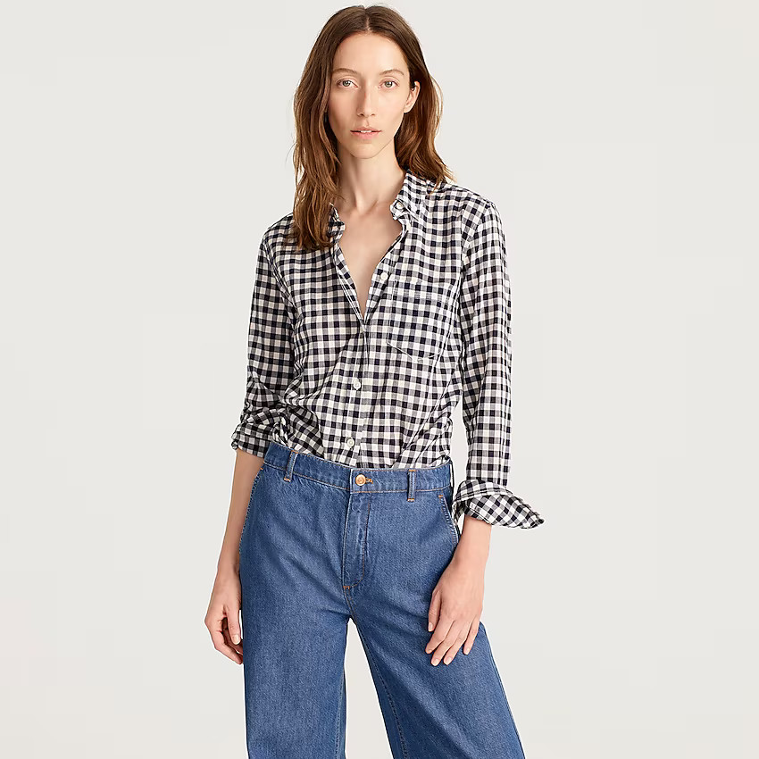Classic-fit shirt in crinkle gingham | J. Crew US
