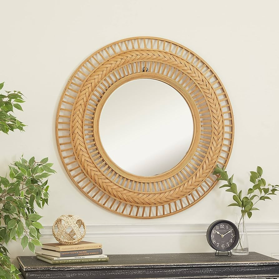 Deco 79 Metal Handmade Intricately Weaved Wall Mirror, 36" x 2" x 36", Brown | Amazon (US)