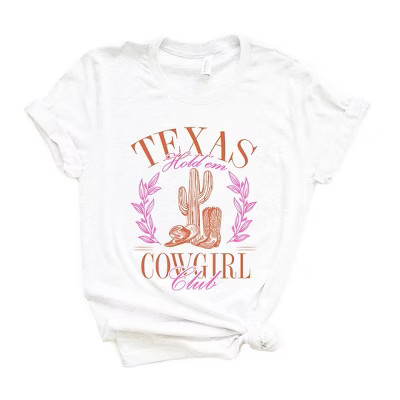 Simply Sage Market Women's Texas Cowgirl Club Short Sleeve Graphic Tee - L - White | Target