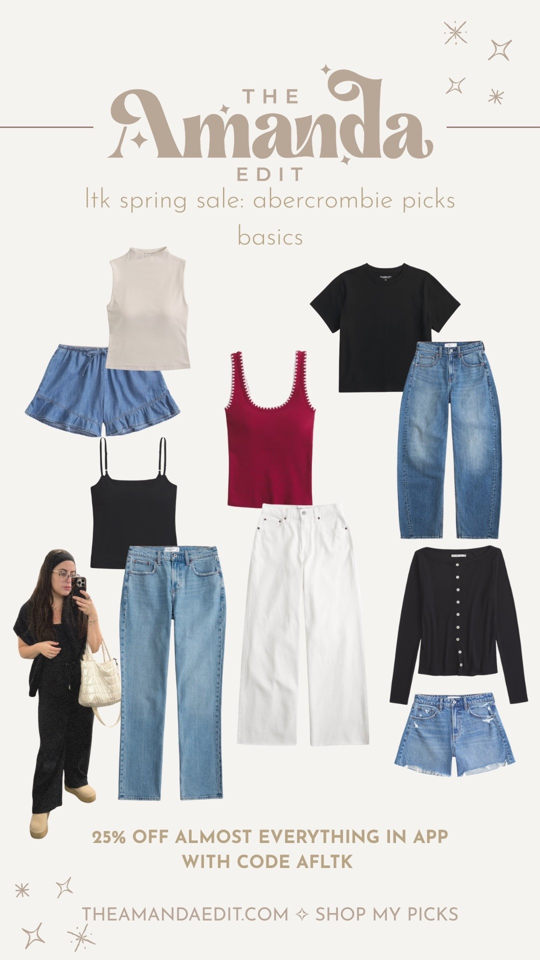 My favorite Abercrombie basics for everyday outfits. These are the pieces I always come back to when I want something simple but still put together.

Think perfect jeans, elevated tanks, easy tees, and classic shorts that mix and match with everything in your closet. The bra free collection is hands down my favorite line from Abercrombie. 

If you’re building a capsule wardrobe for spring, these are the staples I recommend starting with.

Everything here is currently 25% off in the Abercrombie app, which makes it the perfect time to stock up on those everyday basics.

#LTKootd #LTKSaleAlert #LTKSpringSale