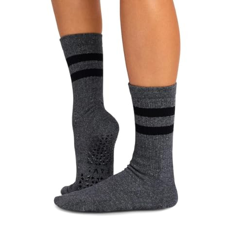 TAVI NOIR Kai Fashion Crew Grip Socks, Medium, Charcoal Grey | Amazon (US)