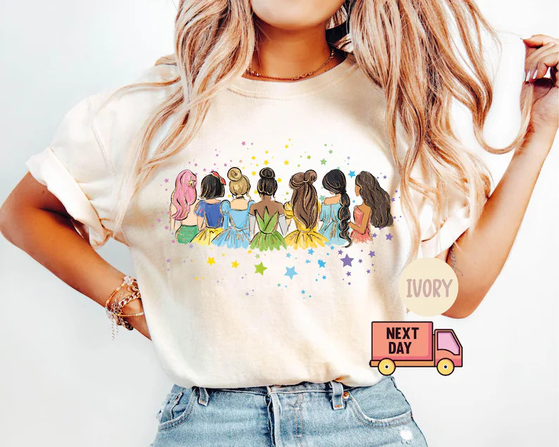 Comfort Colors Gift, Retro Disney Princess Shirt, Watercolor Princess Shirt, Disney Trip T-shirt,... | Etsy (US)