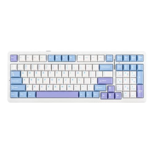 EPOMAKER x Aula F99 Wireless Mechanical Keyboard, Hot Swappable Gasket Custom Gaming Keyboard with Five-Layer Padding, Bluetooth/2.4GHz/USB-C, 8000mAh Battery (White Light Blue, Graywood V3 Switch) | Amazon (US)