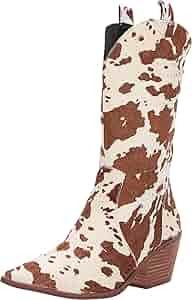 Dingo Womens Live A Cow Pointed Toe Western Cowboy Boots Mid Calf Mid Heel 2-3" - Black | Amazon (US)