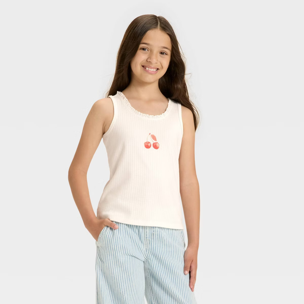 Girls' Pointelle Fitted Lace Trim Tank Top - Cat & Jack™ | Target