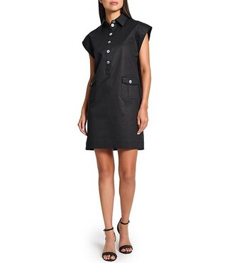 Ming Wangx Tanya Foster Cotton Blend Utility Cap Sleeve Shift Dress | Dillard's