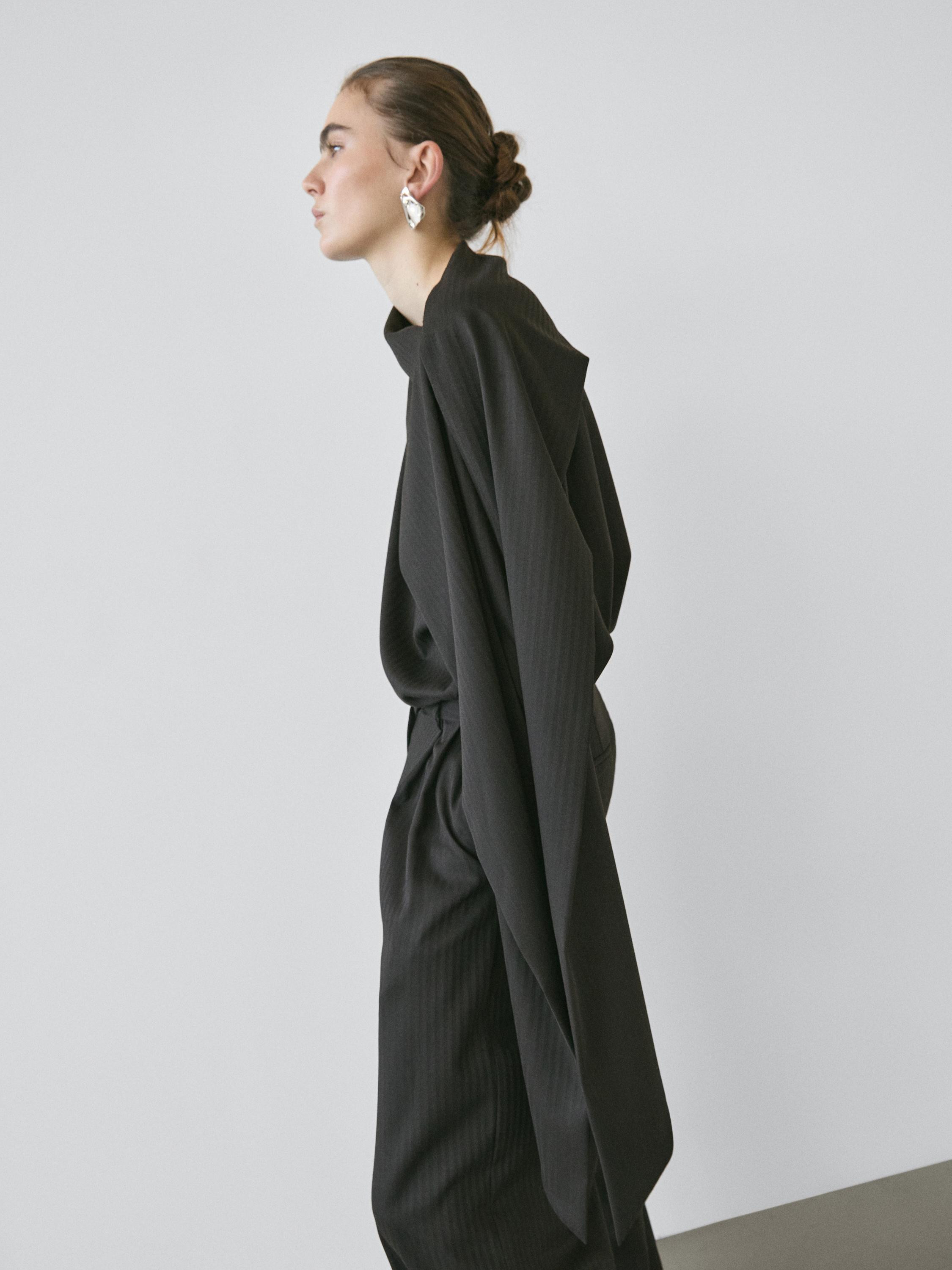 Striped blouse with cape detail - STUDIO | Massimo Dutti UK