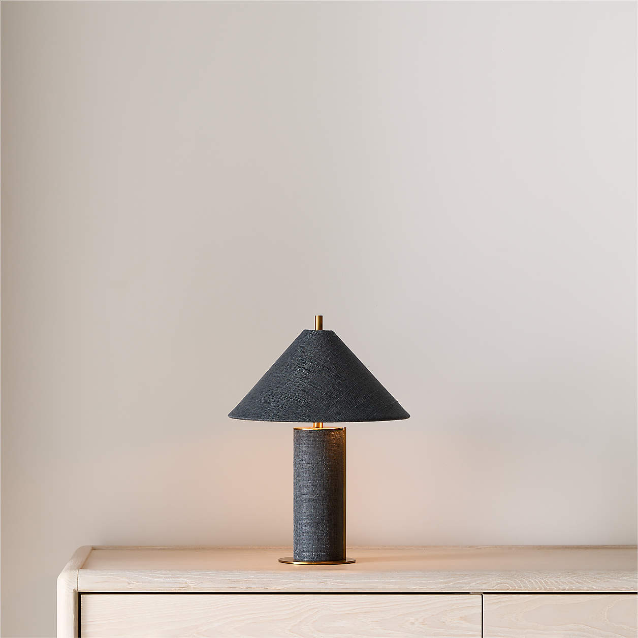 Remi Navy Linen Mini Table Lamp 15" + Reviews | Crate & Barrel | Crate & Barrel