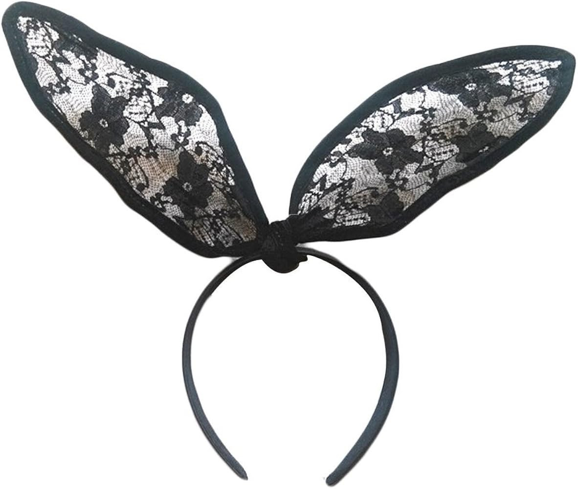 Goege Sexy Black Lace Headband Sweet Bunny Rabbit Ear Hair Band for Wedding Party Cosplay Costume Ac | Amazon (US)