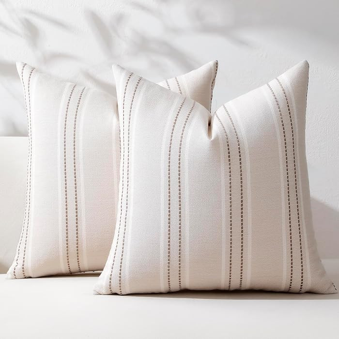 Hckot Throw Pillow Covers 20x20 Set of 2 Taupe Pillow Covers Farmhouse Decorative Pillows Textured Linen Square Cushion Covers for Sofa Couch Bed Living Room Decor(Taupe) | Amazon (US)