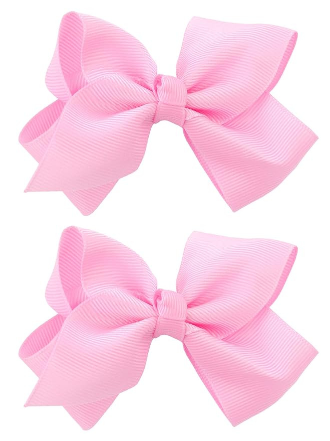 NYFASHION101 Toddlers' Girls' Smooth Grosgrain Ribbon Bow Alligator Clip, Light Pink | Amazon (US)
