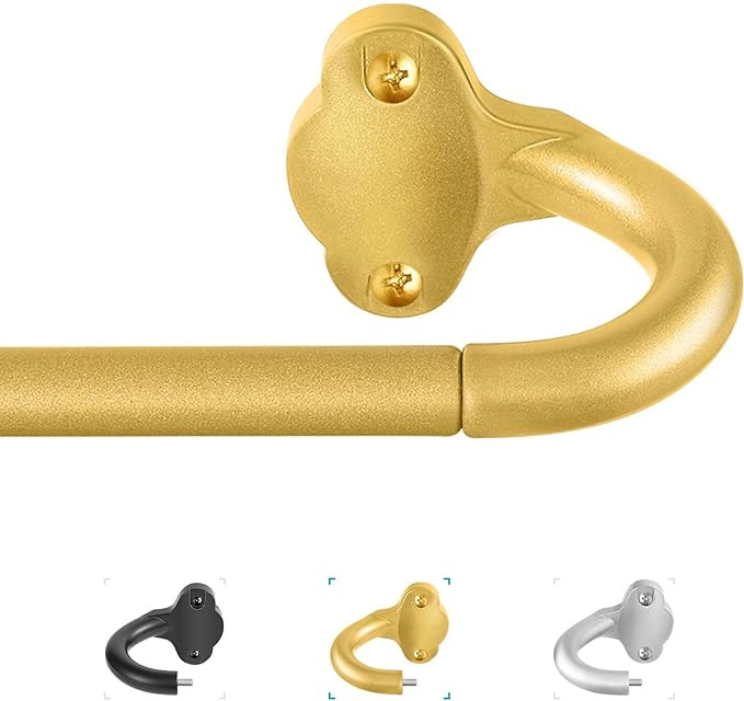 Gold Wrap Around Curtain Rods:5/8" Small Blackout Adjustable Window Curtain Rod for Bedroom Kitch... | Amazon (US)