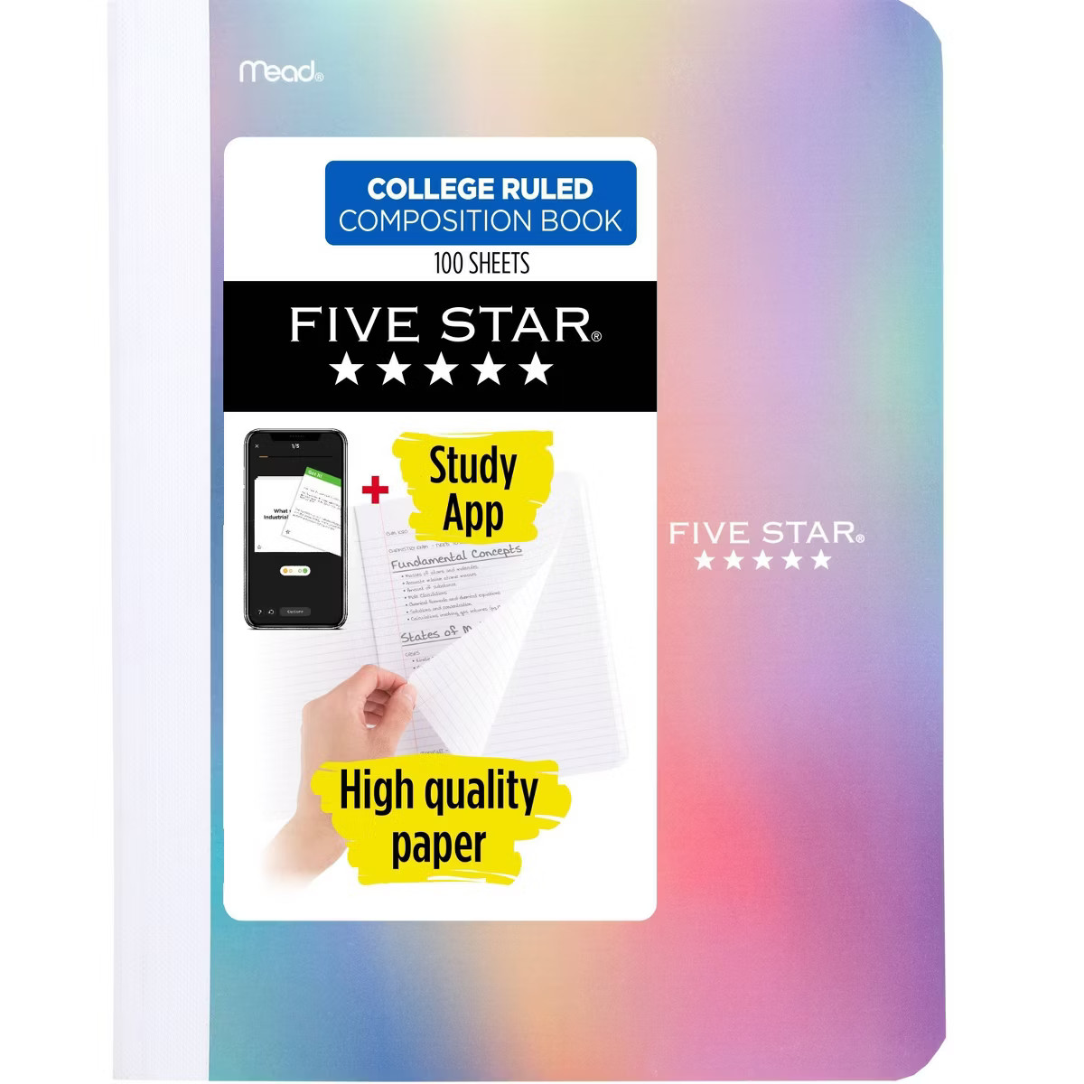 Five Star 100 Sheets College Ruled Technicolor Composition Book Holo | Target