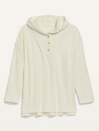 Cozy Oversized Rib-Knit Tunic Hoodie for Women | Old Navy (US)
