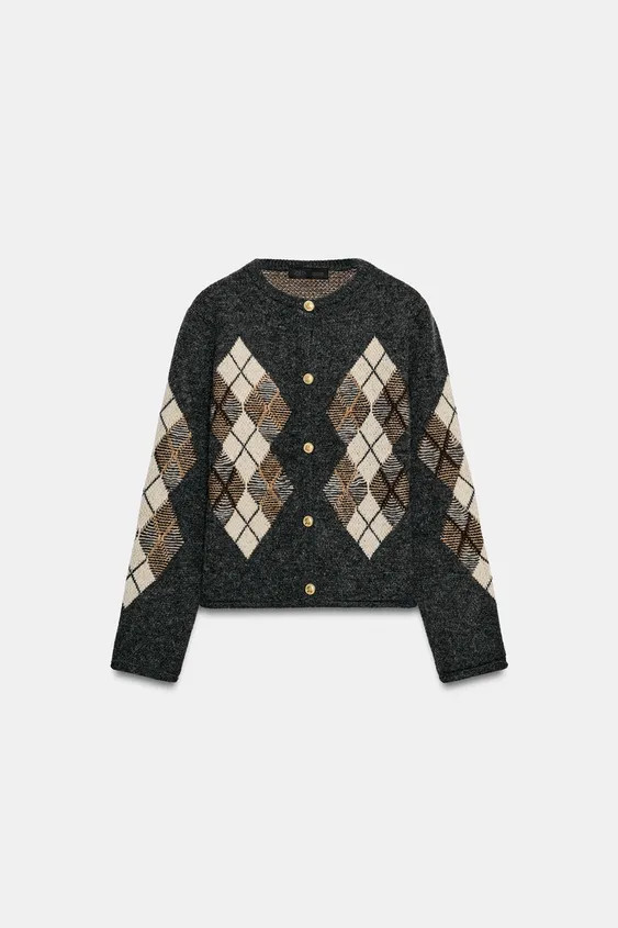 ARGYLE KNIT CARDIGAN | Zara DE
