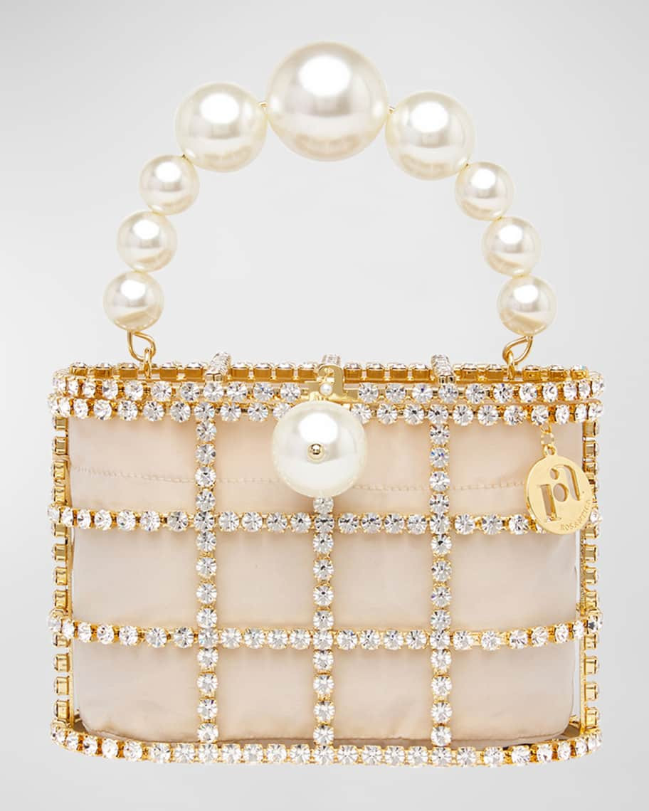 Rosantica Holli Pearly Crystal Caged Top-Handle Bag | Neiman Marcus