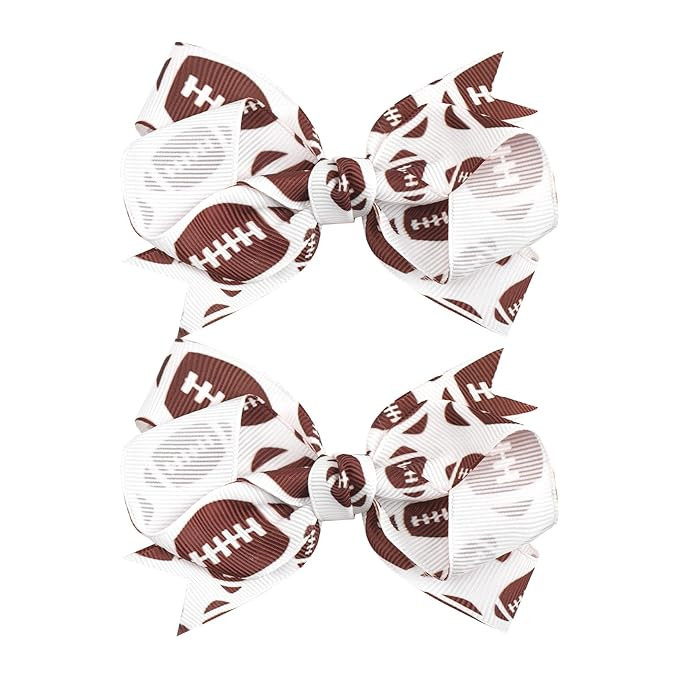 YanJie 2PCS 4'' Football Hair Clips Girls Party Glitter Ribbon Hair Accessories Kids Sports Theme... | Amazon (US)