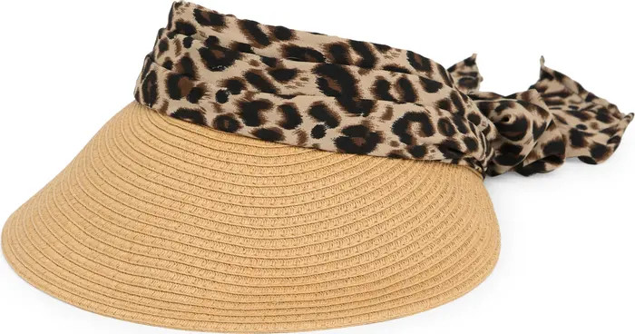 Chiffon Tie Bow Straw Visor | Nordstrom Rack