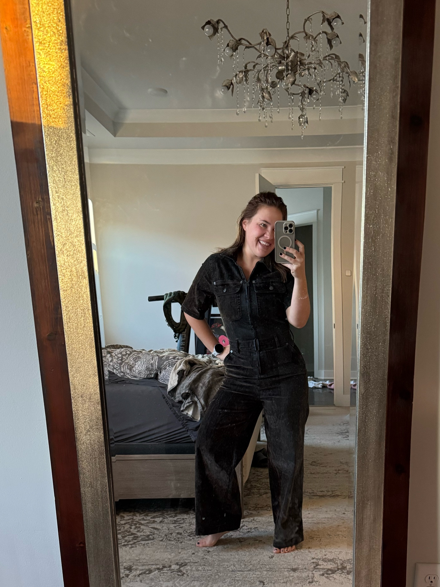 I’m living in this velvet jumpsuit now 

True to size. I have on a size 6. I’m 5’3”. If you are tall it would style a little differently up your leg  

#LTKStyleTip #LTKFindsUnder50 #LTKSeasonal