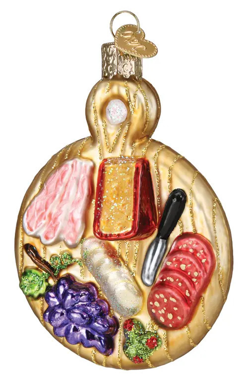 Old World Christmas Charcuterie Board Glass Ornament in Brown/Yellow Red/Purple at Nordstrom | Nordstrom