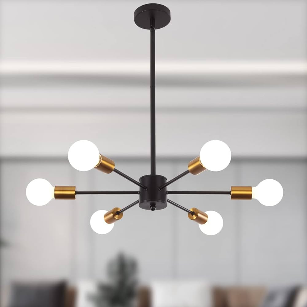 Becailyer Sputnik Chandelier 6 Light Mid Century Ceiling Light Fixture Modern Industrial Adjustab... | Amazon (US)