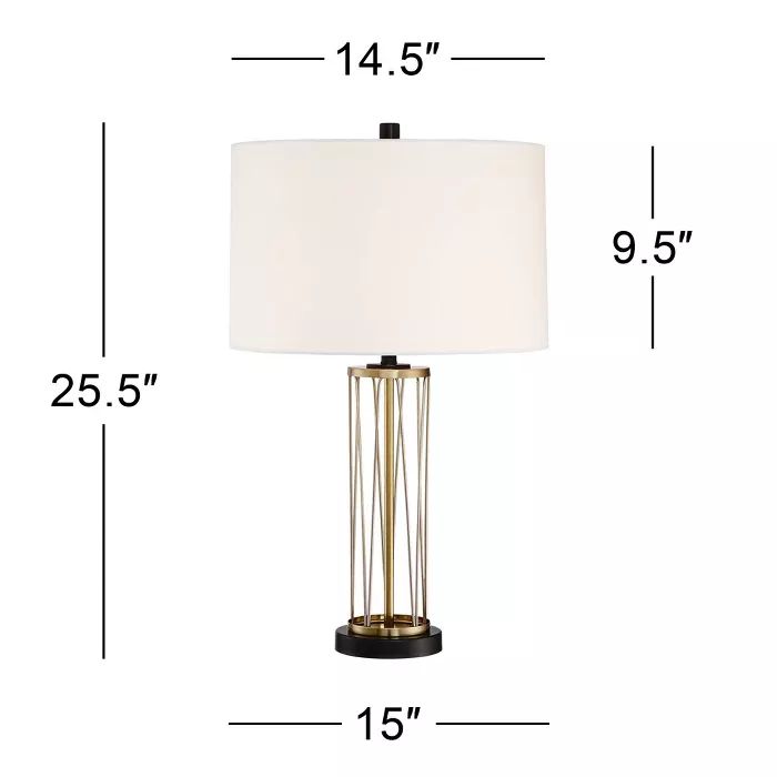 360 Lighting Modern Table Lamps Set of 2 with Hotel Style USB Charging Port Gold Metal Drum Shade... | Target