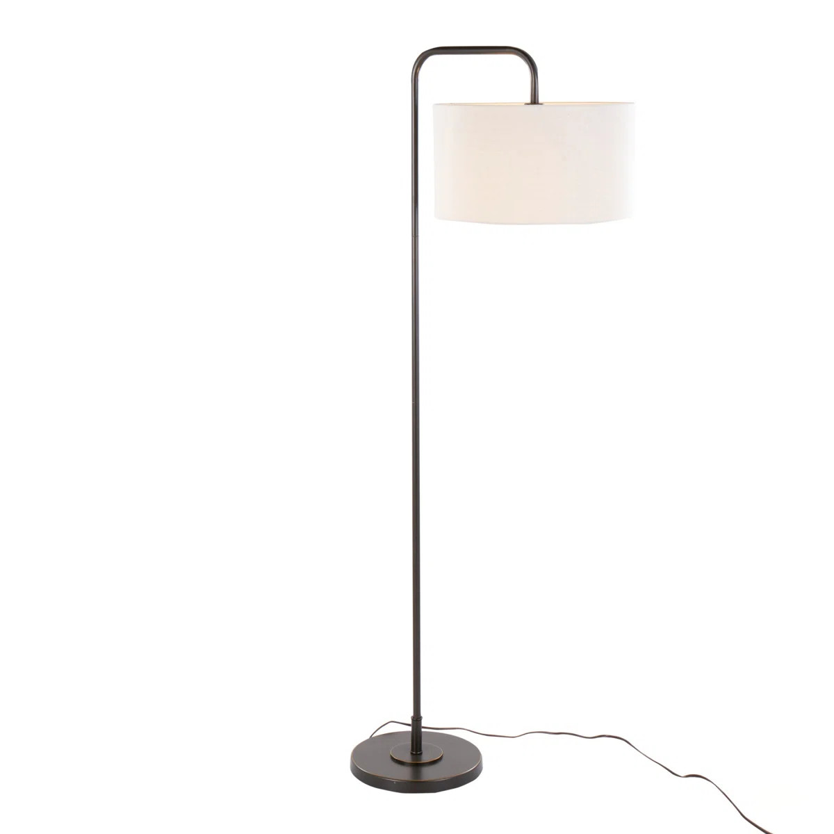 Wrought Studio Puck 63 Inch Contemporary Metal Floor Lamp With Oil Rubbed Bronze Finish And Beige... | Wayfair North America