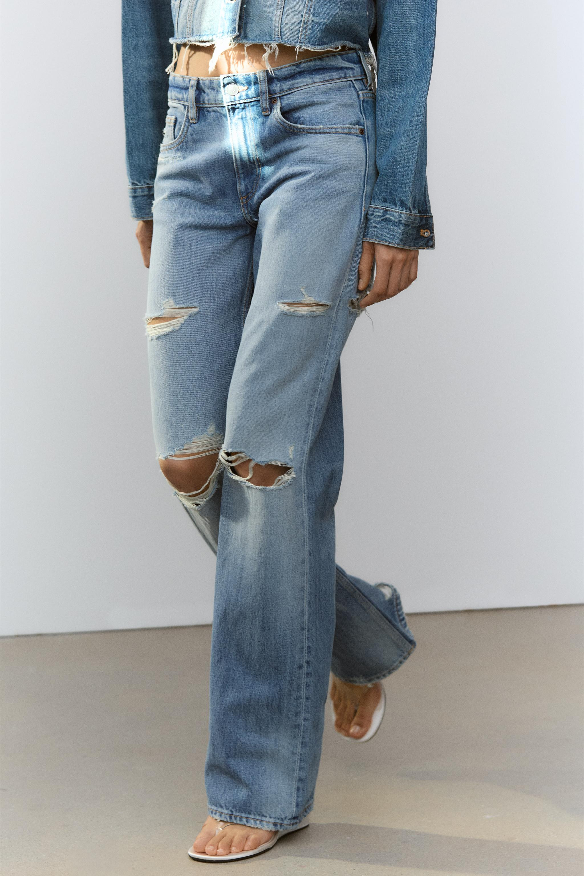 TRF MID-RISE RIPPED JEANS | Zara US