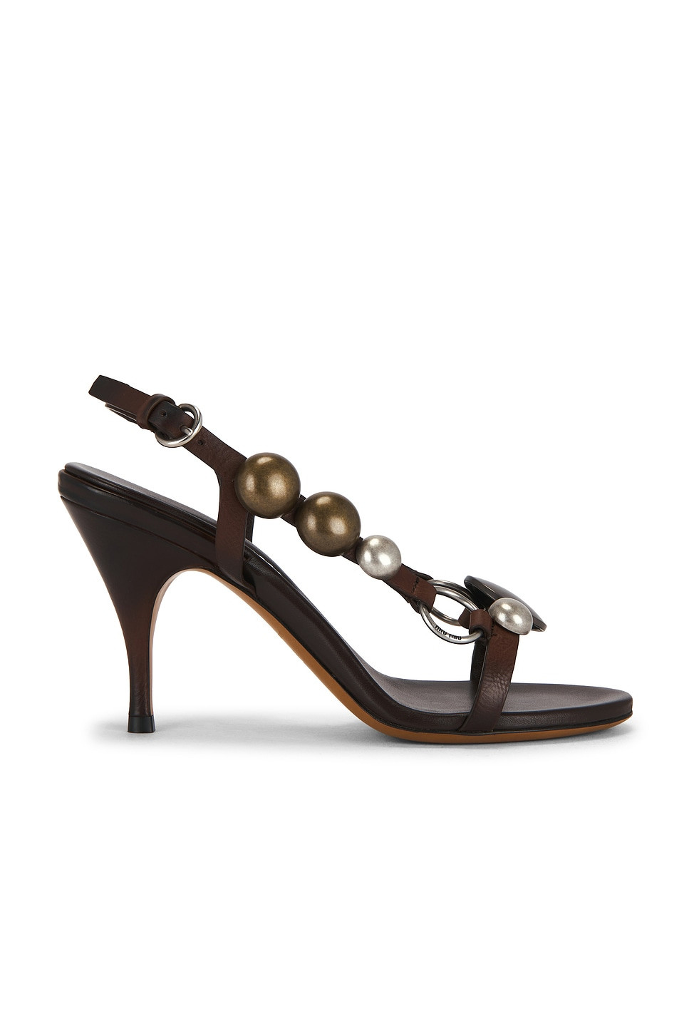 Miu Miu Beaded Sandal in Brown | FWRD 