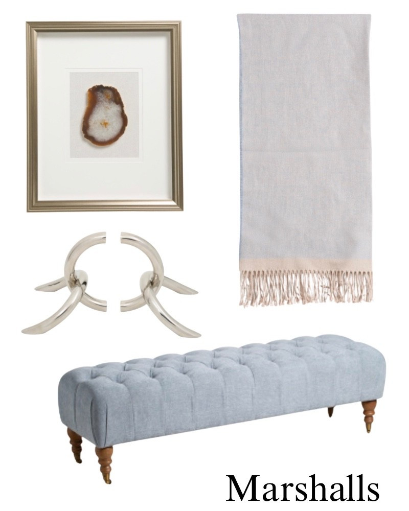 Blue bench, agate wall art, fringe blanket, silver book marks, French, modern, coastal.

#LTKSaleAlert #LTKHome