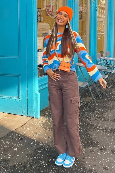 Cobalt Blue Butterfly Jacquard Cropped Boxy Jumper | ISAWITFIRST UK