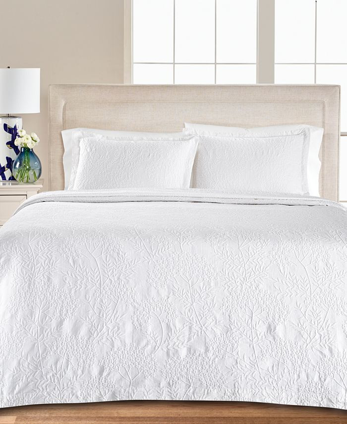 Martha Stewart Collection Floral Matelasse Twin Cotton Bedspread, Created for Macy's & Reviews - ... | Macys (US)