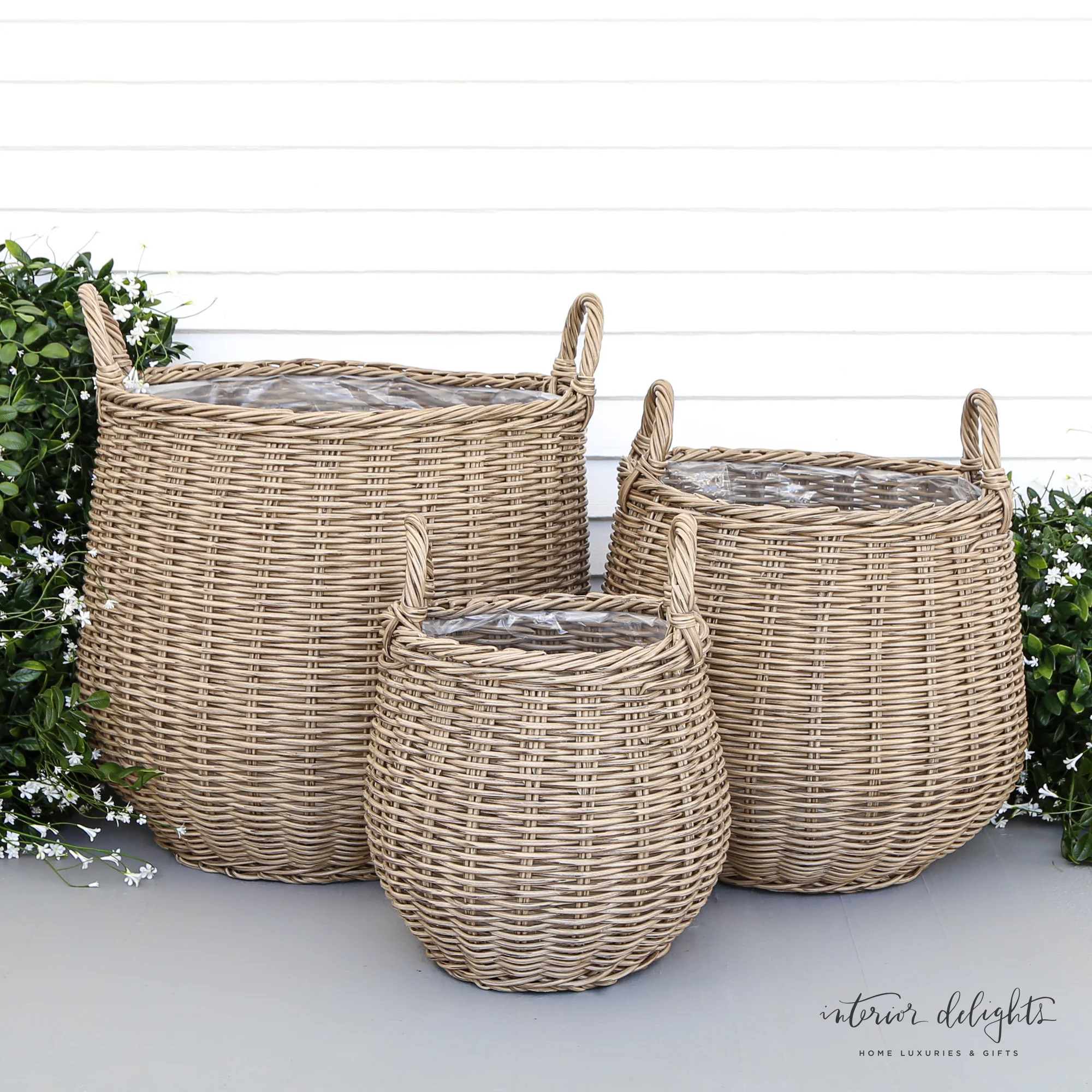 Round Willow Planters - Set of 3 | Interior Delights