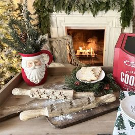 Festive Carved Wood Rolling Pin Set of 2 | Antique Farm House