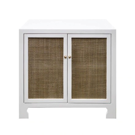 Two Door Cane Cabinet with Brass Hardware in Various Colors | Burke Decor