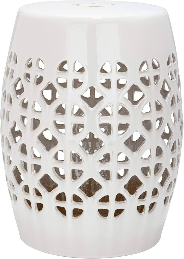 Safavieh Circle Lattice Ceramic Decorative Garden Stool, Cream | Amazon (US)