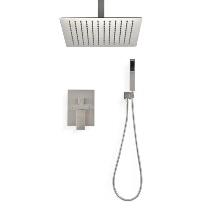Ceiling-mounted Shower System - 16" Head & Handheld, Brushed Nickel, Brass, Natural Rainfall Experience, Self-cleaning Nozzle, Complies With American | Wayfair North America