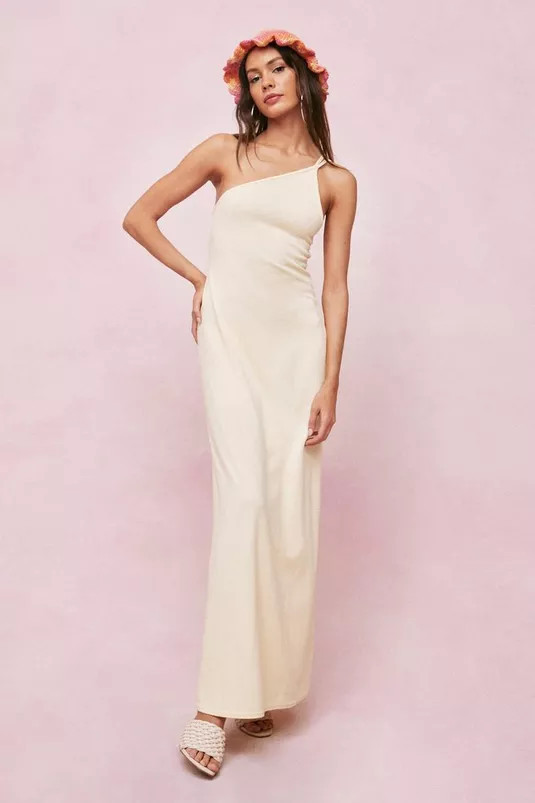 Double Strap One Shoulder Maxi Slip Dress | NastyGal (UK, IE)