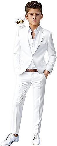 Black n Bianco Boys' First Class Slim Fit Suits Lightweight Style. Presented by Baby Muffin (14, Translucent White) | Amazon (US)