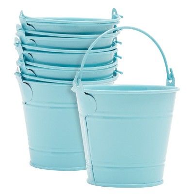 Juvale 6 Pack Blue Mini Galvanized Buckets with Handles for Party Favors, Decorations, Easter Cen... | Target