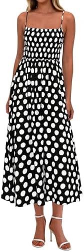 PRETTYGARDEN Womens Polka Dot Dress 2026 Summer Sleeveless Spaghetti Straps Smocked Sun Dress Flo... | Amazon (US)