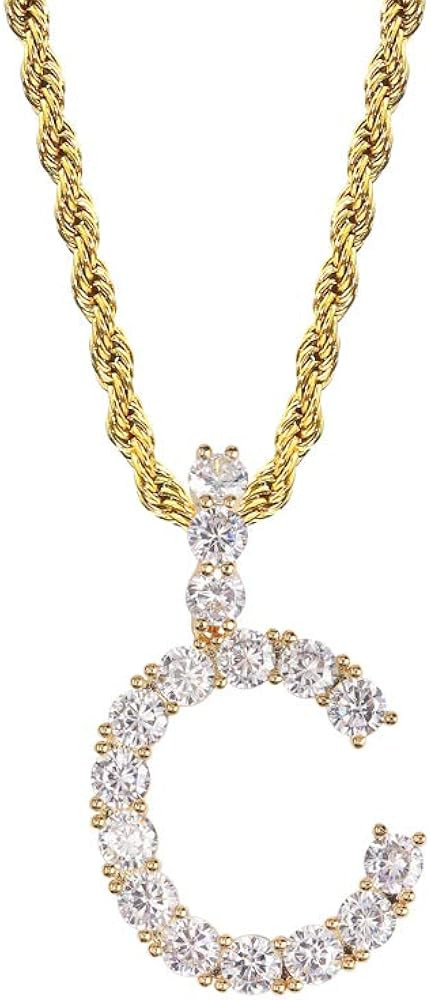 GUCY Tennis Letter Chain Initial Pendant Necklace Silver Personalized Name Chain Necklace for Women  | Amazon (US)