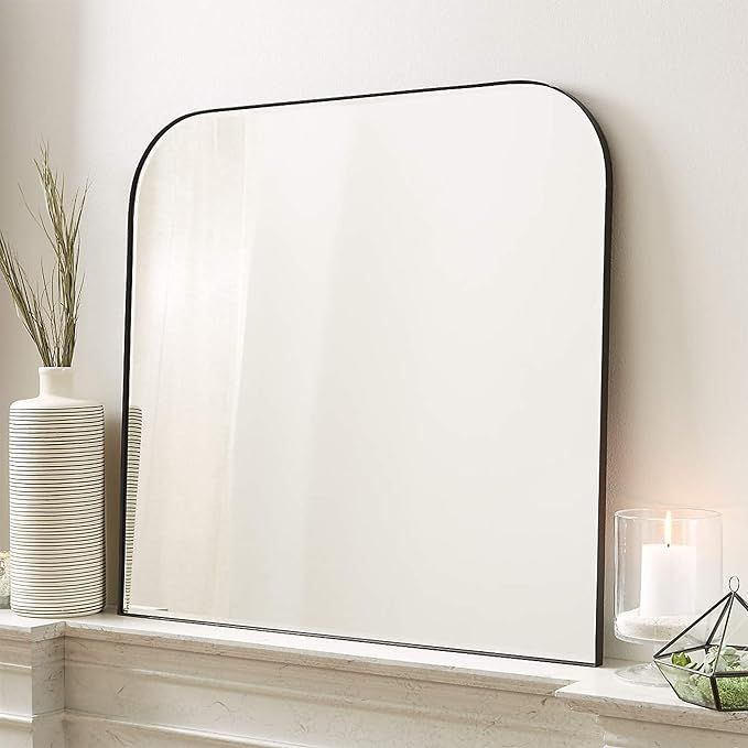 VANA NALA 30x34'' Black Arched Mirror Arch Large Matt Black Metal Framed Mirror for Dresser and F... | Amazon (US)