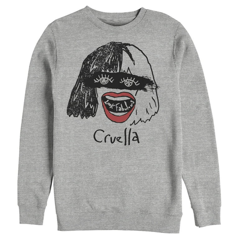 Men's Cruella Look Fabulous Drawing  Sweatshirt Athletic Heather X Large - Walmart.com | Walmart (US)