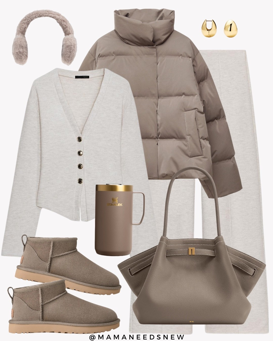 A fall outfit with a puffer jacket, knit matching set, uggs, tote bag great for staying cozy on a chilly errand day 

#LTKShoeCrush #LTKSaleAlert #LTKStyleTip