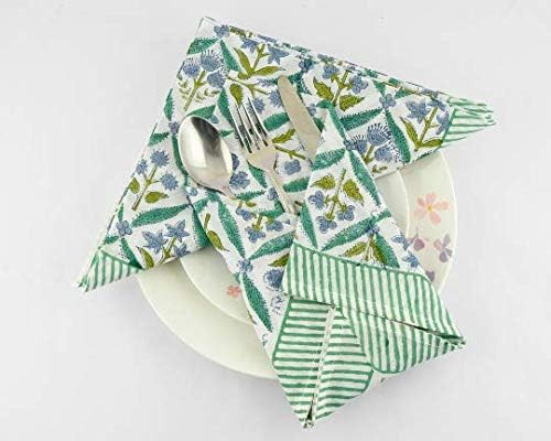 Olive Hunter Green Air Force Blue Indian Hand Block Printed 100% Pure Cotton Kitchen Towels Decor... | Amazon (US)