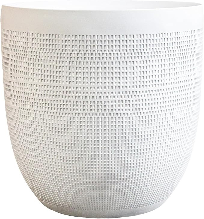 12" Dia Round Planter – White Matte Decorative Flower Pot with Drainage Hole, Lightweight Durab... | Amazon (US)